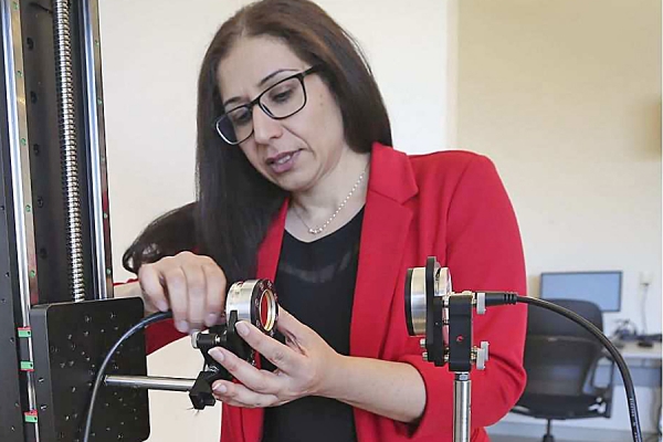 Engineering professor Arezoo Emadi in lab