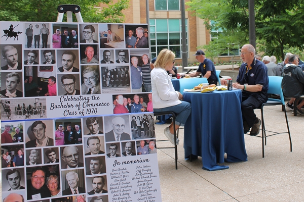 The Class of 1970 lunches outside the Odette Building.