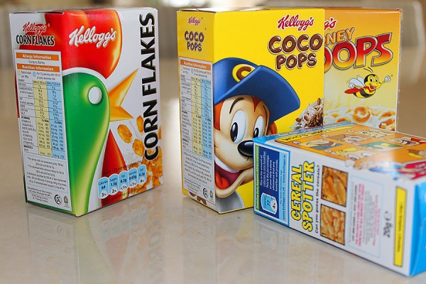 boxes of Kellogg&#039;s cereals