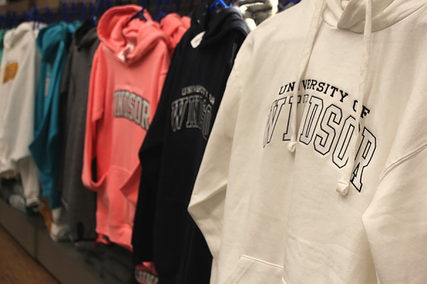 sweatshirts on display in the Campus Bookstore