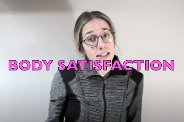 Sara Santarossa with text &quot;body satisfaction&quot;