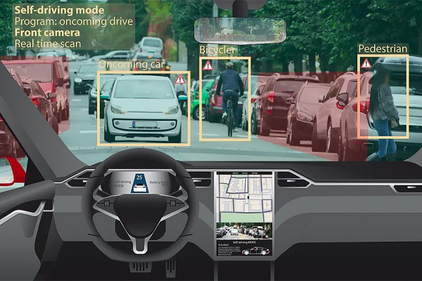 screen representing self-driving car