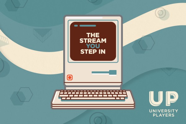 computer displaying text “The Stream You Step In” 