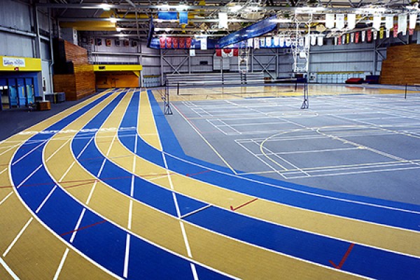 track inside the Dennis Fairall Fieldhouse