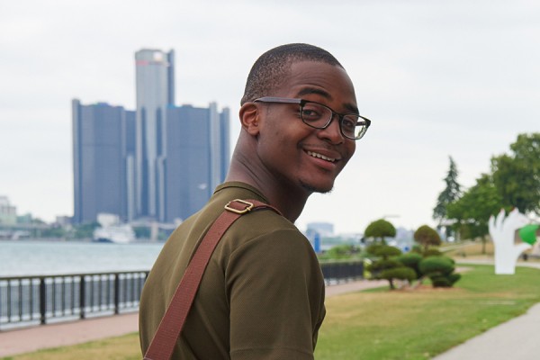 Student on Windsor riverfront