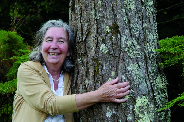 Diana Beresford-Kroeger hugging a tree