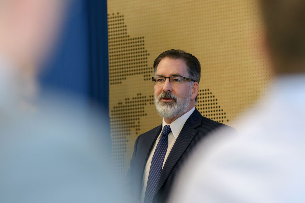 Brian Masse, NDP MP for Windsor-West, gives congratulatory remarks during the official launch of the Real-time Aquatic Ecosystem Observation Network on March 16, 2018.