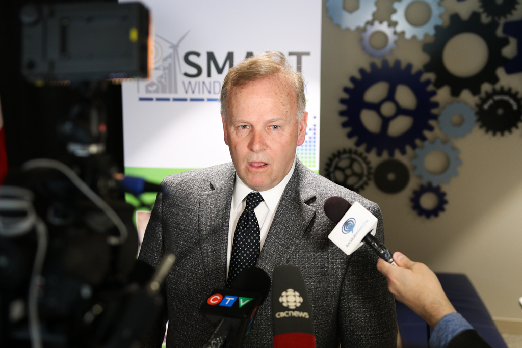 Bob Campbell, CEO of Connecting Windsor Essex, speaks to the media following the SMART Windsor Essex launch on March 23, 2018.