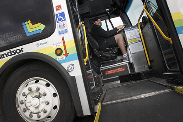 bus driver opens door