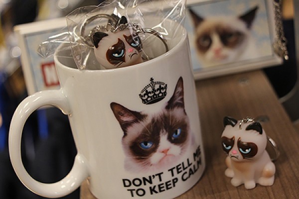mugs and key chains bearing Grumpy Cat visage