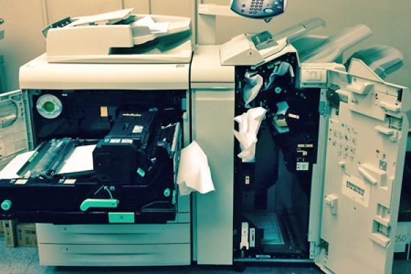 jammed photocopier