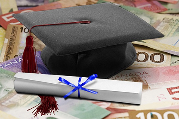 mortarboard resting on cash