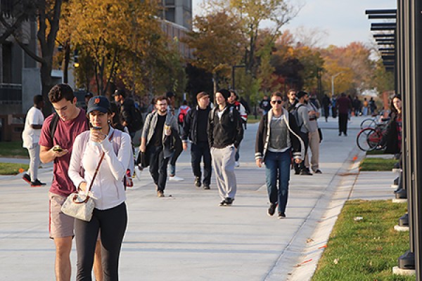 people walking on new pedestrian corridor