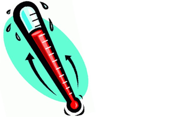Thermometer indicating high temperature
