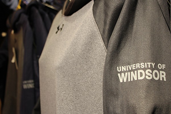 Under Armour sweatshirt with "University of Windsor" on the sleeve