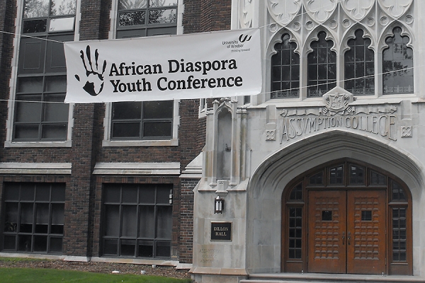 banner reading &quot;African Diaspora Youth Conference&quot;