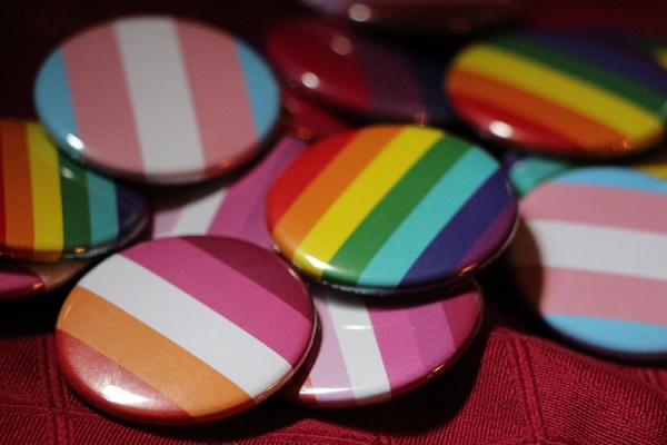 Buttons representing varying Pride flags