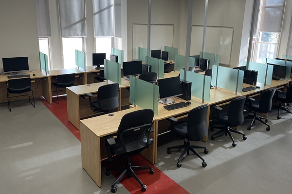 cubicles in testing centre
