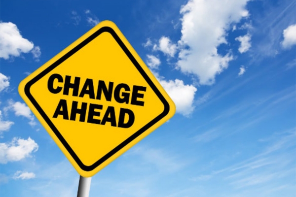 road sign: Change ahead