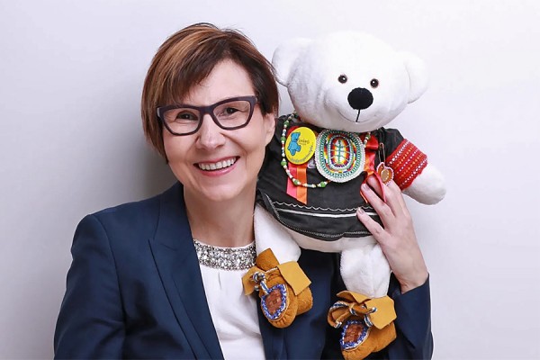 Cindy Blackstock with Spirit Bear 