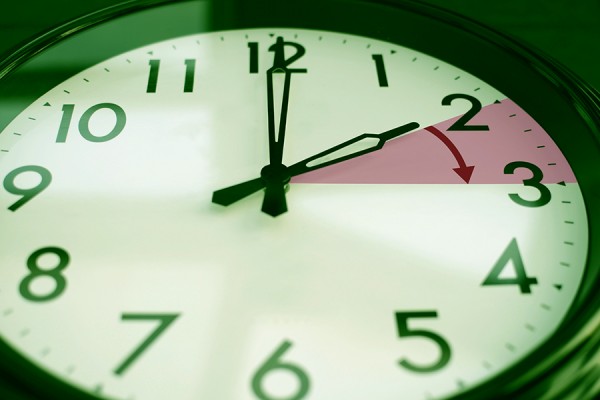 clock showing hands moving from 2 to 3