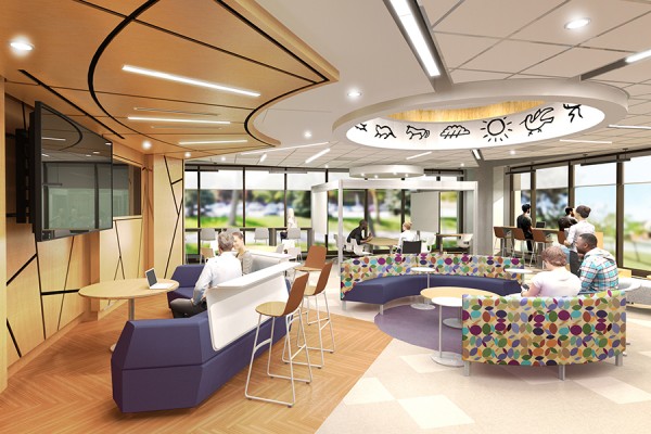  artist’s rendering of the Collaboratory in the Leddy Library