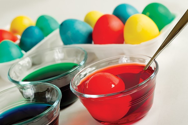 eggs soaking in pastel dyes