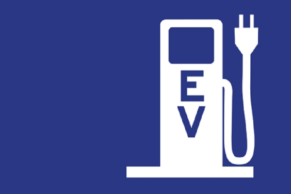 cartoon representation of electric vehicle charging station