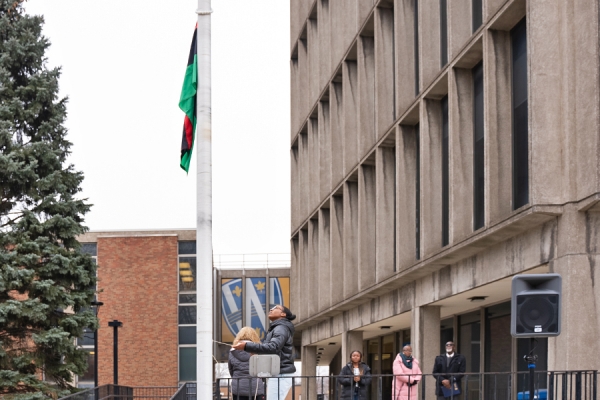 Pan-African flag outside Chrysler Hall
