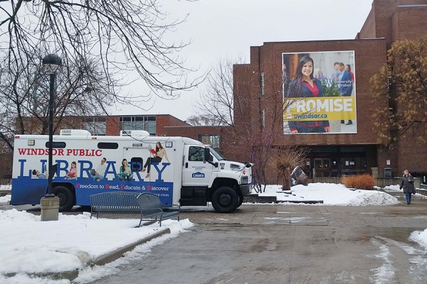 FRED parked outside Leddy Library.
