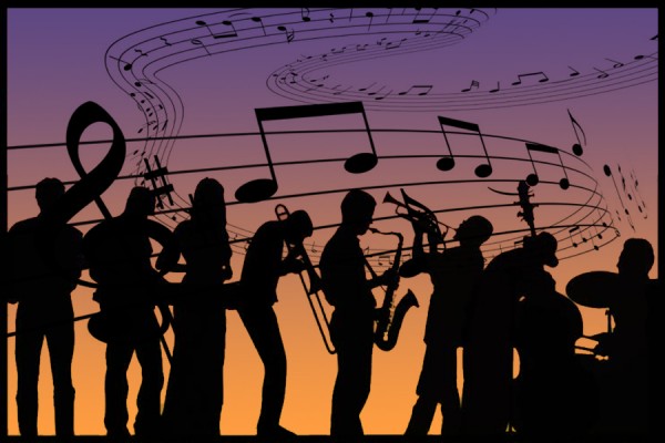 jazz combo silhouetted