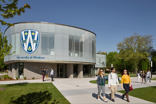students walking outside Welcome Centre