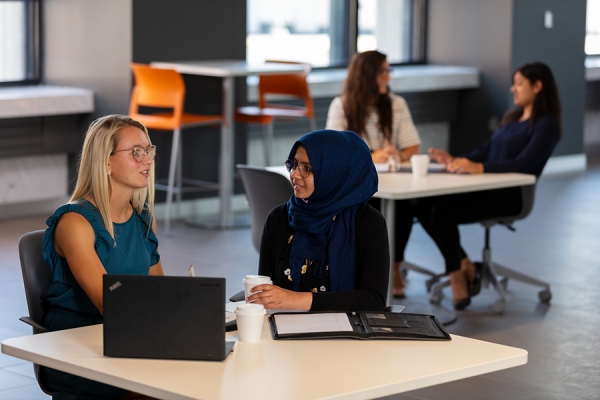 students chatting