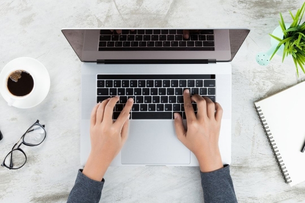 Hands on computer keyboard