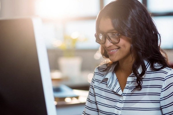 woman working at computer