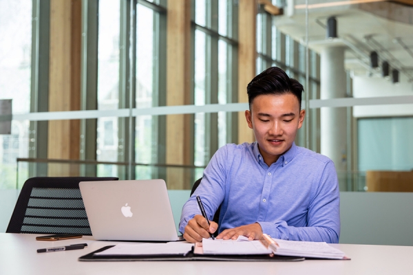 student using computer