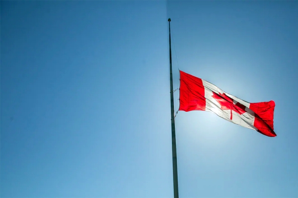 Canadian flag at half-staff