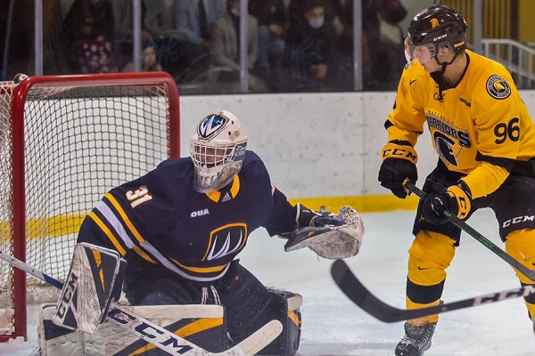 Lancer men’s hockey will host the Waterloo Warriors Friday at the Capri Pizzeria Recreation Complex. Windsor goaltender Noah Giesbrecht made 32 saves to shut out Waterloo in the season opener Nov. 4.