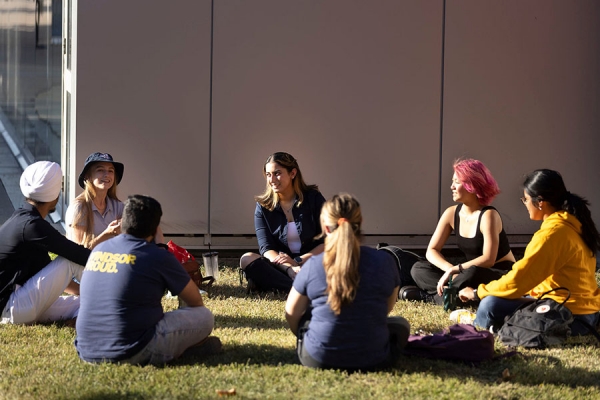 students consulting computers