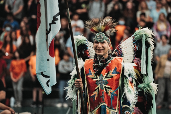 man participating in powwow