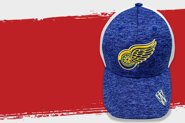 Red Wings cap in blue and gold