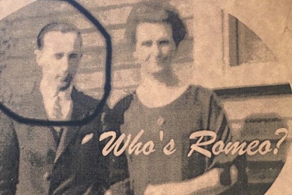 Who’s Romeo? image of couple standing side-by-side, man&#039;s face circled