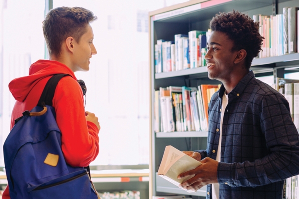 students chatting