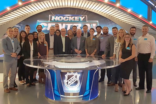 MHK students gather on the set of CBC Sports Hockey Central