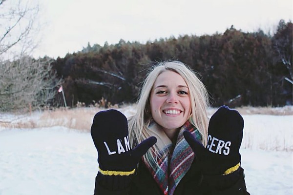 Sarah Hebert shows off Lancer mittens.