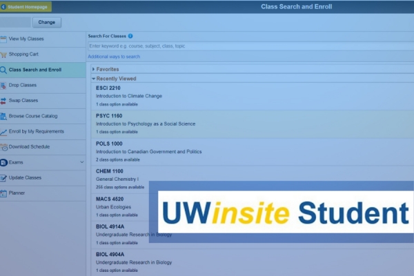 UWinsite Student screen