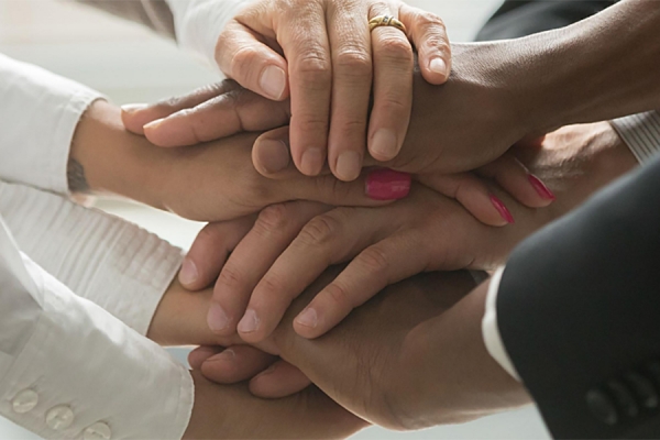 clasped hands image from cover of report