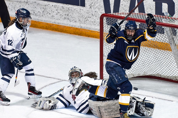 hockey player celebrating goal