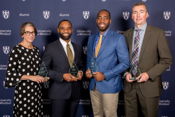  Stephanie Gouin, Arjel Franklin, Jamie Adjetey-Nelson, Steve Ray were inducted in the Alumni Sports Hall of Fame for their athletic achievements at the University of Windsor.