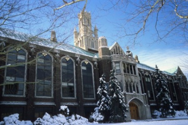 Dillon Hall draped in snow